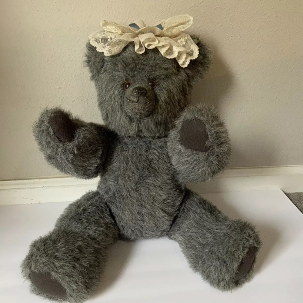 VINTAGE 1950s teddy bear Antique Gray 22  Inch